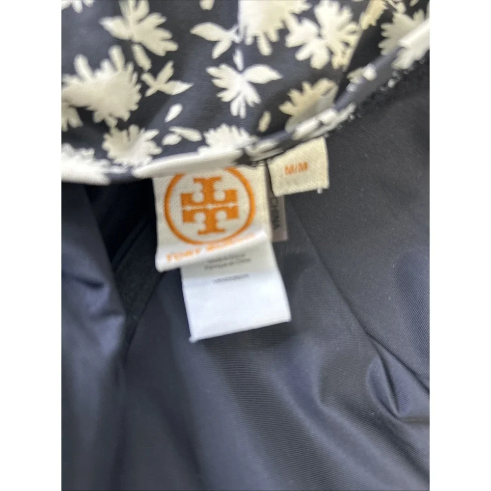 Tory Burch Floral One-Piece Black Cream Floral Swimsuit Sz M **No Straps**